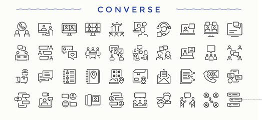 Set of Conversation line icon. Chat minimal icons set. Thin outline icons pack. Exchange icon. Vector collections.