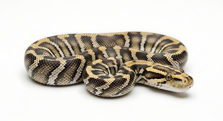 Obraz premium Ball Python Snake Coiled Isolated on White Background.