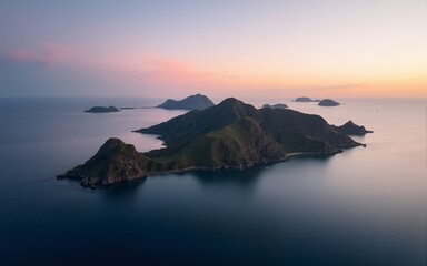 Top view of 'Padar Island' in a morning before sunrise, Komodo Island (Komodo National Park), Labuan Bajo, Flores, Indonesia. High quality