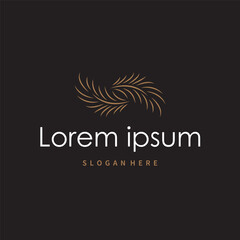 Obraz premium Palm leaf logo black silhouette of coconut leaf with simple modern and elegant line design illustration and symbol template design