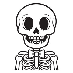 Cute Cartoon Skeleton Character Halloween Coloring Page