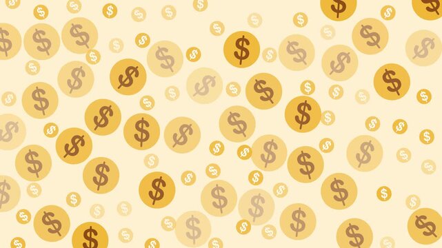 Coin pattern scattered dollar signs on light background create a subtle repeated moneythemed motif.