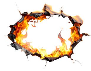 Orange and yellow flames of burning paper with an alpha channel create a blazing inferno design on a black background
