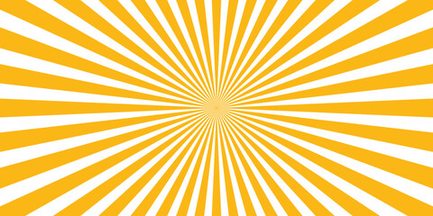 Bright Yellow and White Sunburst Background with Radial Stripes in a Clean Retro Comic Style for Design Elements