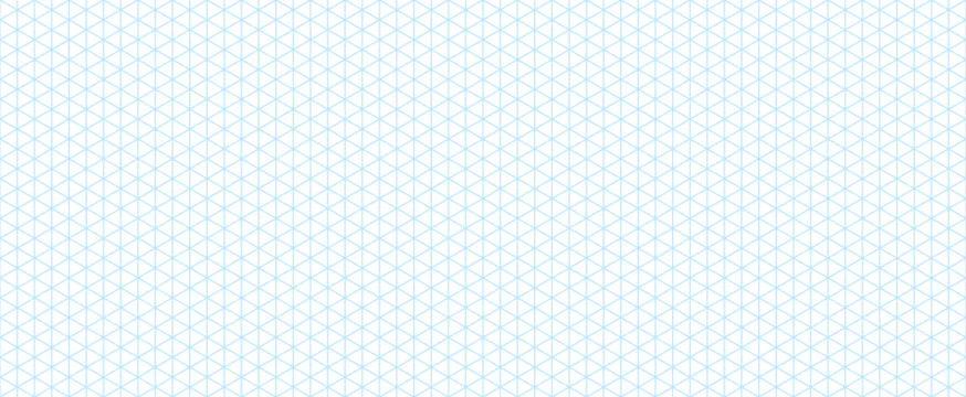 Blue seamless isometric grid paper. Dotted triangular blueprint repeating pattern. Graph guide background for engineering, architect, technical drawing. Vector lined ruler sheet page template