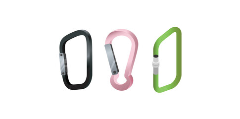 Collection Of Realistic Clasps Equipment Vector Illustration.	