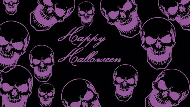 Whispering skulls and glowing pumpkins merge into a spooky halloween pattern of eerie delight, perfect for looping animation, digital backgrounds, festive branding, motion design, and horror-inspired