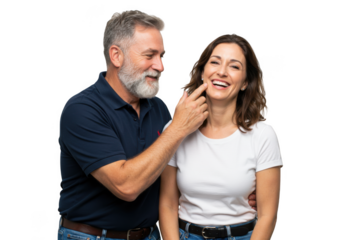 Couple laughing together isolated on transparent background