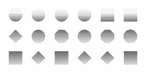 Collection of geometric shapes with subtle gradient fills and textured edges on white background