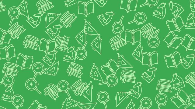 Pattern Mathematic art and school supplies on Green background. Perfect for educational presentations, posters, and back to school designs for a fun visual theme.