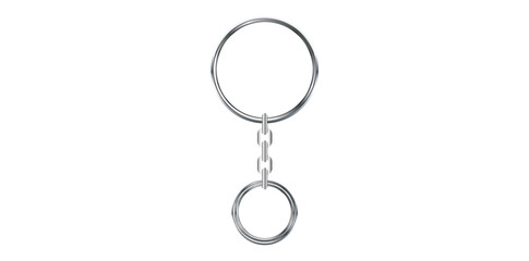 Realistic Silver Key Chain With Metal Ring Vector Illustration.	