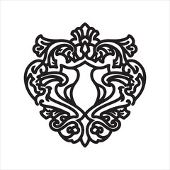 Fototapeta premium Ornate coat of arms shield with elaborate scrollwork and elegant flourishes
