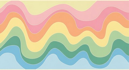 Colorful Wavy Abstract Design with Pastel Rainbow Hues.