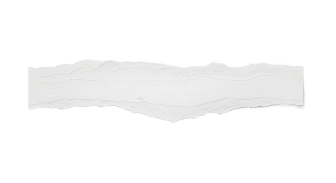 Torn piece of white paper isolated on a clean white background.