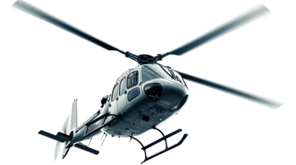 Tableau sur plexiglas hélicoptère Modern helicopter viewed from above isolated on transparent background  © Mohshena