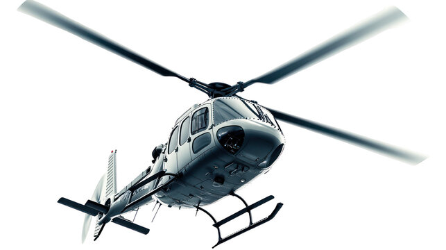 Modern helicopter viewed from above isolated on transparent background
