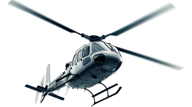 Modern helicopter viewed from above isolated on transparent background