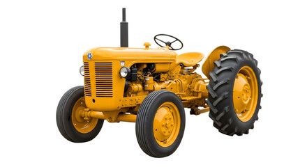 Obraz premium Vintage Yellow Tractor Isolated on White Background.