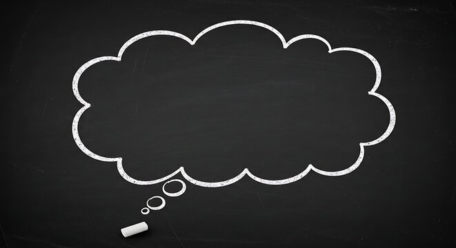 Chalkboard drawing of a thought bubble for brainstorming and idea concepts