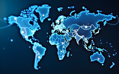 Obraz premium AI Global Network: A Blue Vision of Future Technology. High quality