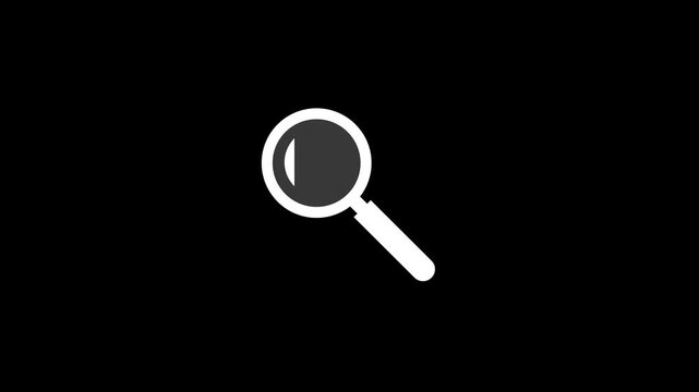 Flat art of a magnifying glass icon animation. 4k footage.
