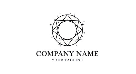 Geometric Star Mandala Logo Design with Company Name Placeholder.