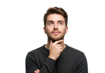 Man thinking, isolated on transparent background