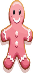 Pink gingerbread man cookie vector icon on white background




