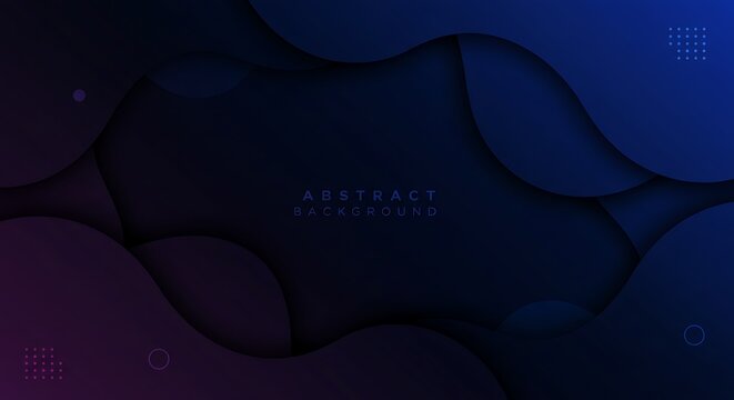 Dark Blue and Purple Abstract Fluid Shapes Background.