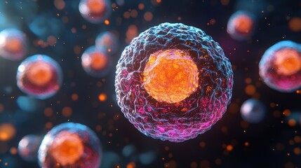 Naklejka premium Cells in motion under microscope. Scientific research