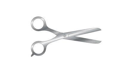 Silver scissors with round handles are slightly open against a white background