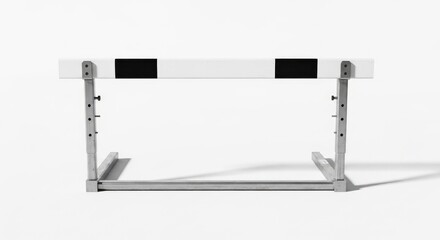 Single track hurdle on a white background, symbolizing challenge, progress, and athletic achievem...
