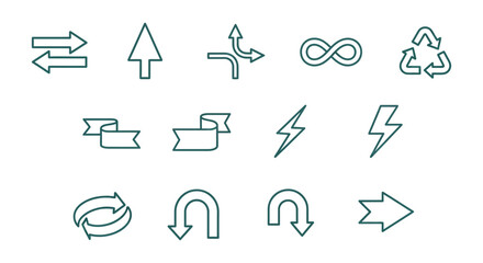 Vector graphic design elements arrows recycle infinity lightning banners