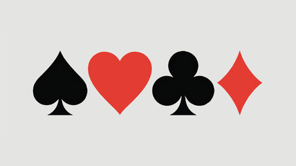 Playing Card Suits on Light Grey Background traced