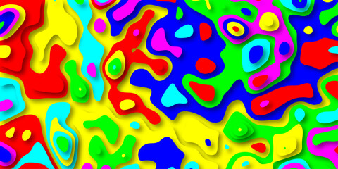 Vibrant Abstract Topographic Paper Cutout Background with Organic Shapes and Bold Color Palette texture