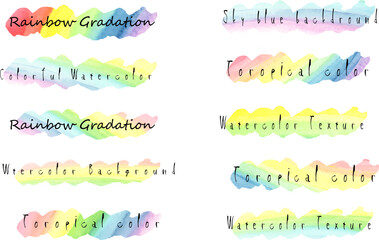 虹色の見出しセット　水彩ベクターの装飾素材