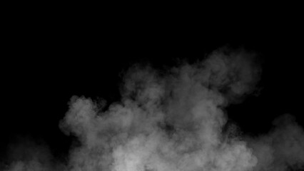 Abstract smoke misty fog on isolated black background. Texture overlays. Design element.