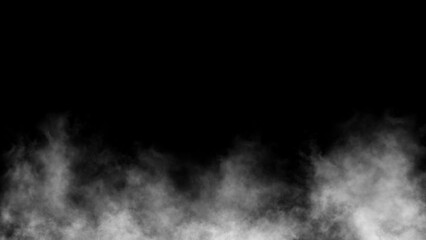 Abstract smoke misty fog on isolated black background. Texture overlays. Design element.