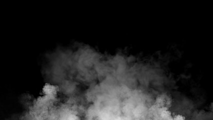 Abstract smoke misty fog on isolated black background. Texture overlays. Design element.