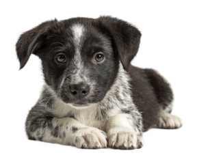 Playful puppy portrait pet neutral backdrop isolated on transparent background