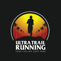 ultra trail run illustration image for background and logo vector