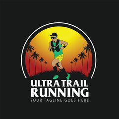 ultra trail run illustration image for background and logo vector