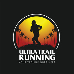 ultra trail run illustration image for background and logo vector