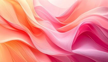 Obraz premium Abstract Soft Pink and Orange Wavy Fabric Background