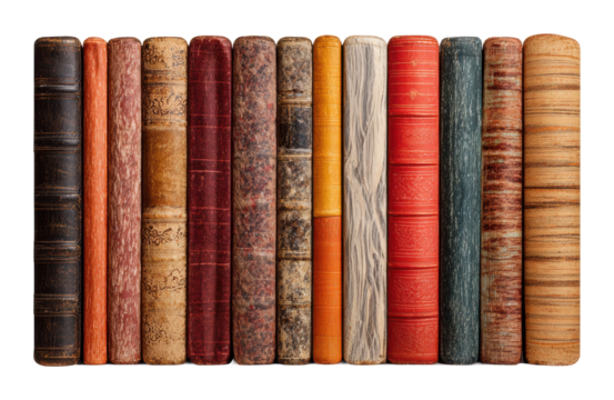 Collecting vintage books home library cozy atmosphere isolated on transparent background