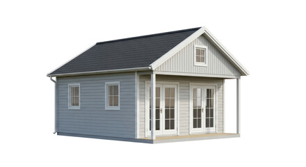 Charming modern tiny house with double doors and windows, perfect for cozy living or backyard office inspiration