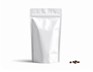 Blank Coffee Bag Mockup: Stand-Up Pouch Isolated on White. Food, Retail & Modern Packaging Branding