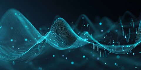 Abstract teal wave pattern with data points