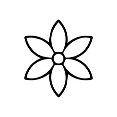 Floral Silhouette: A minimalist illustration of a six-petal flower, embodying simplicity and the essence of botanical beauty.