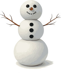 3D Snowman vector icon on white background




